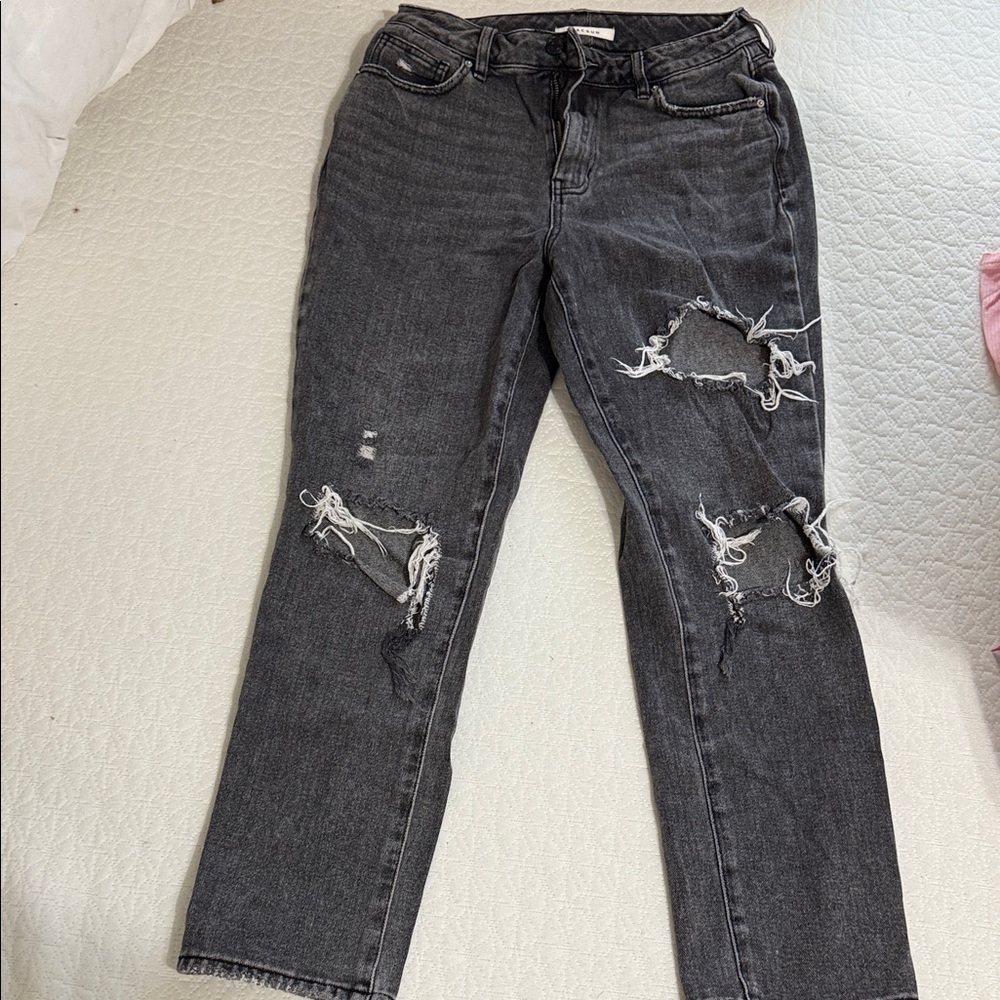 PacSun Charcoal Distressed Straight Leg Jeans